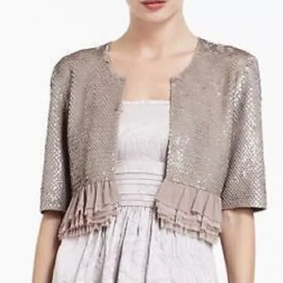 BCBGMaxazria Tan Marin Sequins Shrug Jacket Women’s Size Small - Picture 7 of 7